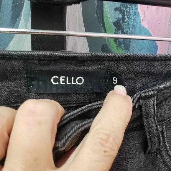 Cello Black/Gray Jeans w/Yellow and White Stripe - Picture 3 of 6